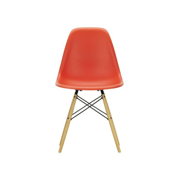 Eames-Plastic-Side-Chair-Poppy-Red-DSW-Golden-Maple