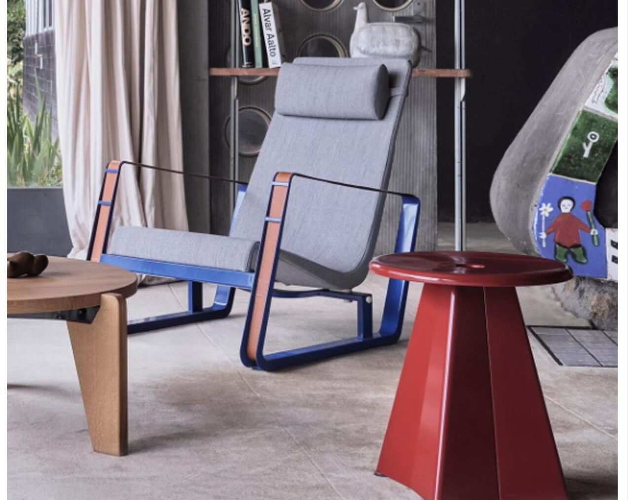 Tabouret-Stool-Metallique-Japanese-Red