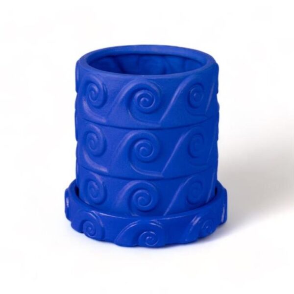 Terracotta-Vase-With-Saucer-Onda--Blue